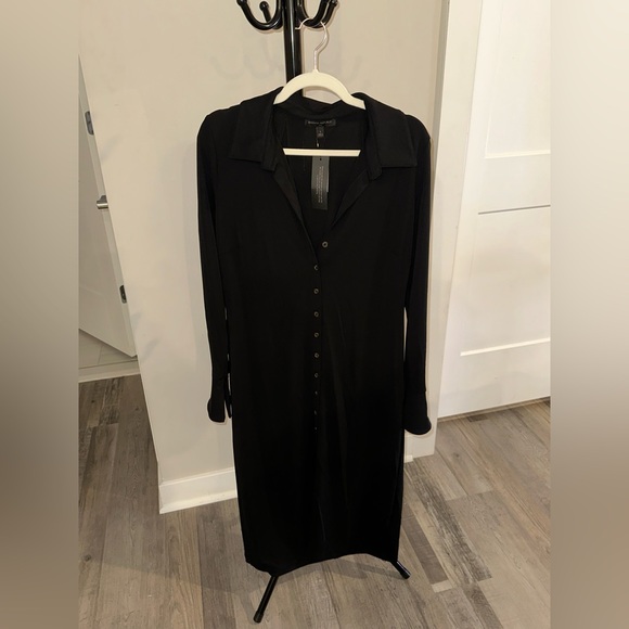 Banana Republic Factory Midi Shirtdress Black Dress NWT Sz L Old Money - Picture 8 of 9